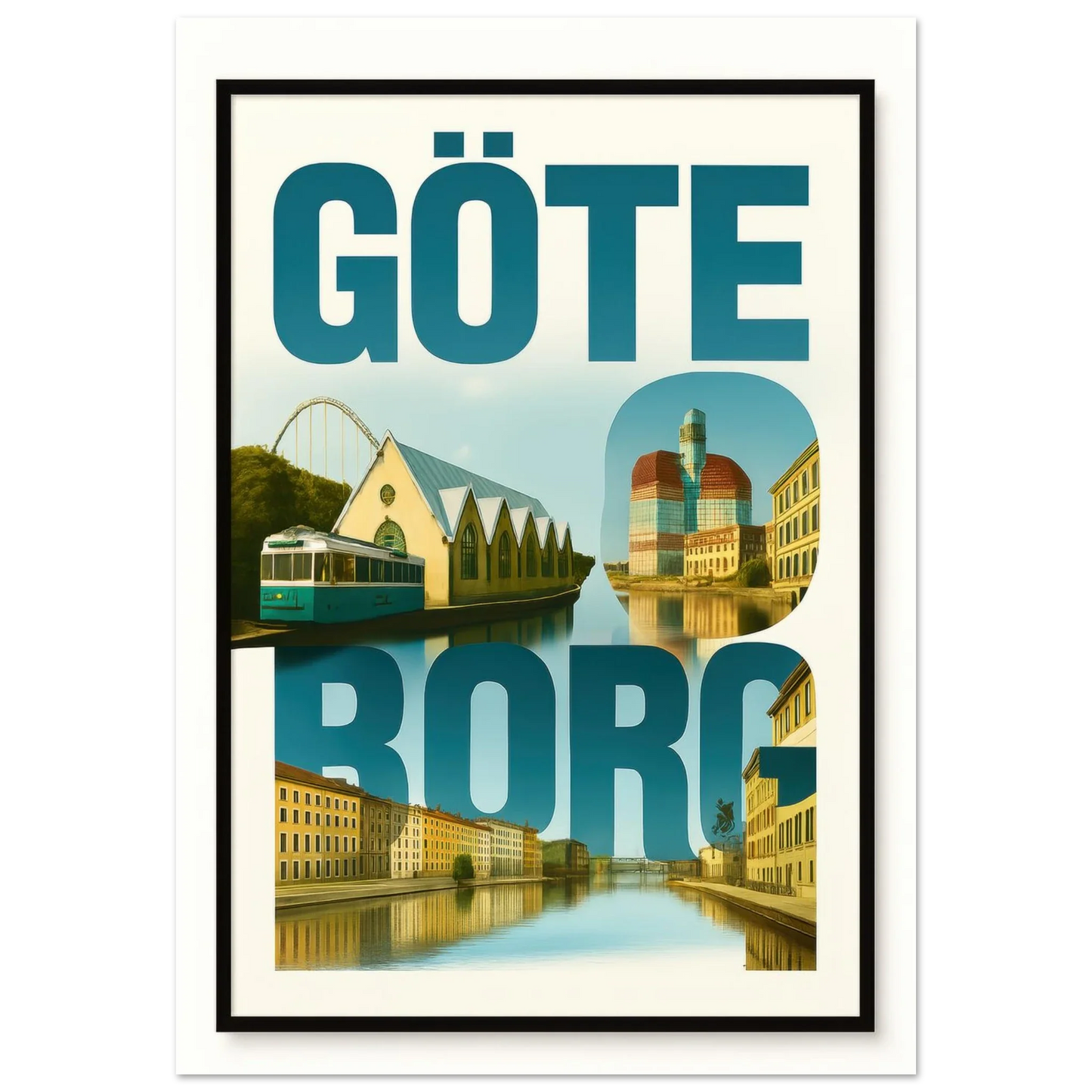 Göteborg Cityscape Art Print – Vibrant Swedish City Poster with Iconic Landmarks in various sizes