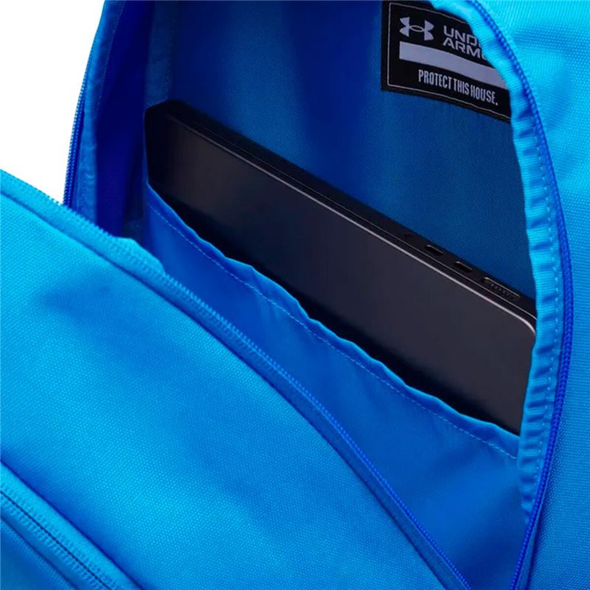 Träningsväska Under Armour Hustle Lite, vattentålig, blå