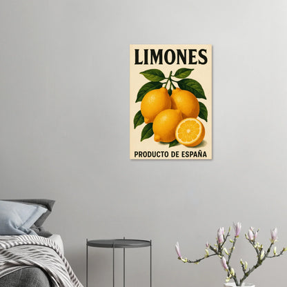 Vibrant 'Limones' Vintage Citrus Art Print Poster – Bring Mediterranean Zest Home