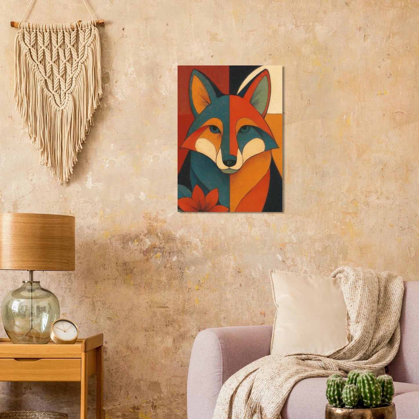 Djur: Vibrant Cubist Fox Art Print – Modern Nordic Elegance for Your Home