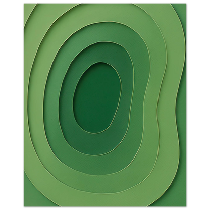 Abstrakt Grön Våg Konsttryck | Minimalistisk Landskapsinspirerad Poster i Flera Storlekar