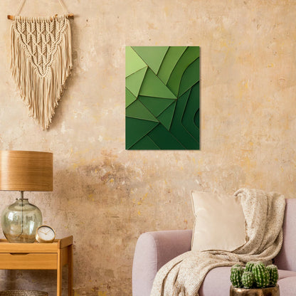 Abstrakt Minimalistisk Grön Geometri Konsttryck – Väggkonst i Nyanser av Skog och Limegrön