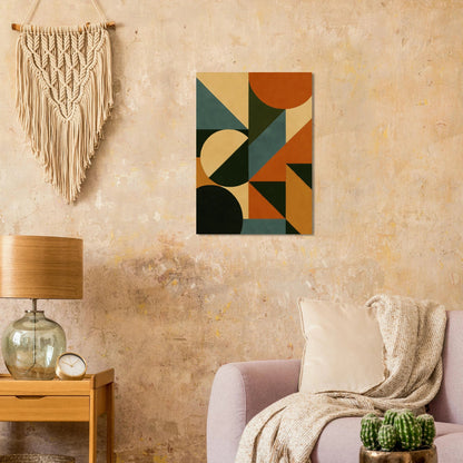 Abstract Geometric Poster - Mid-Century Modern Art Print in Earthy Tones