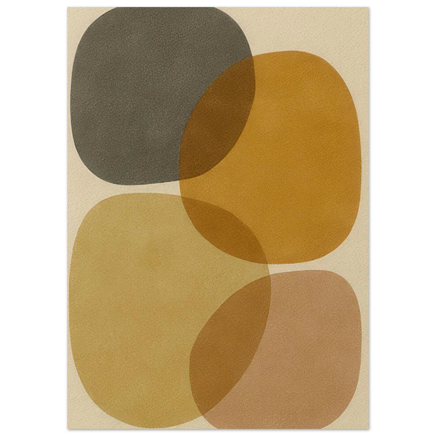 Abstrakt Jordnära Minimalistisk Konsttryck - Modern Geometri i Varma Nyanser