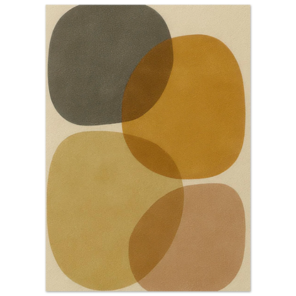 Abstrakt Jordnära Minimalistisk Konsttryck - Modern Geometri i Varma Nyanser