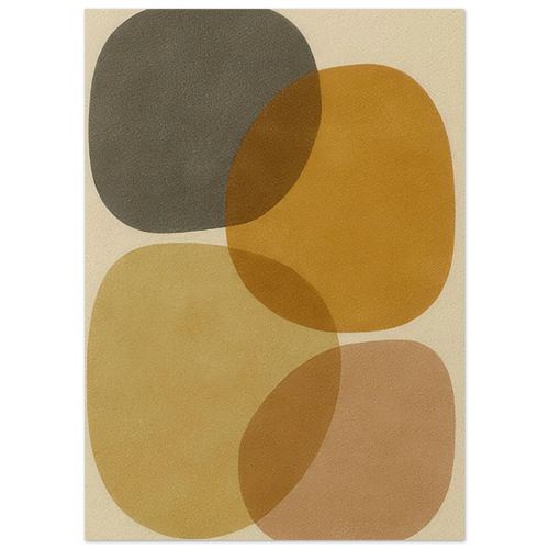 Abstrakt Jordnära Minimalistisk Konsttryck - Modern Geometri i Varma Nyanser