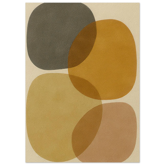 Abstrakt Jordnära Minimalistisk Konsttryck - Modern Geometri i Varma Nyanser