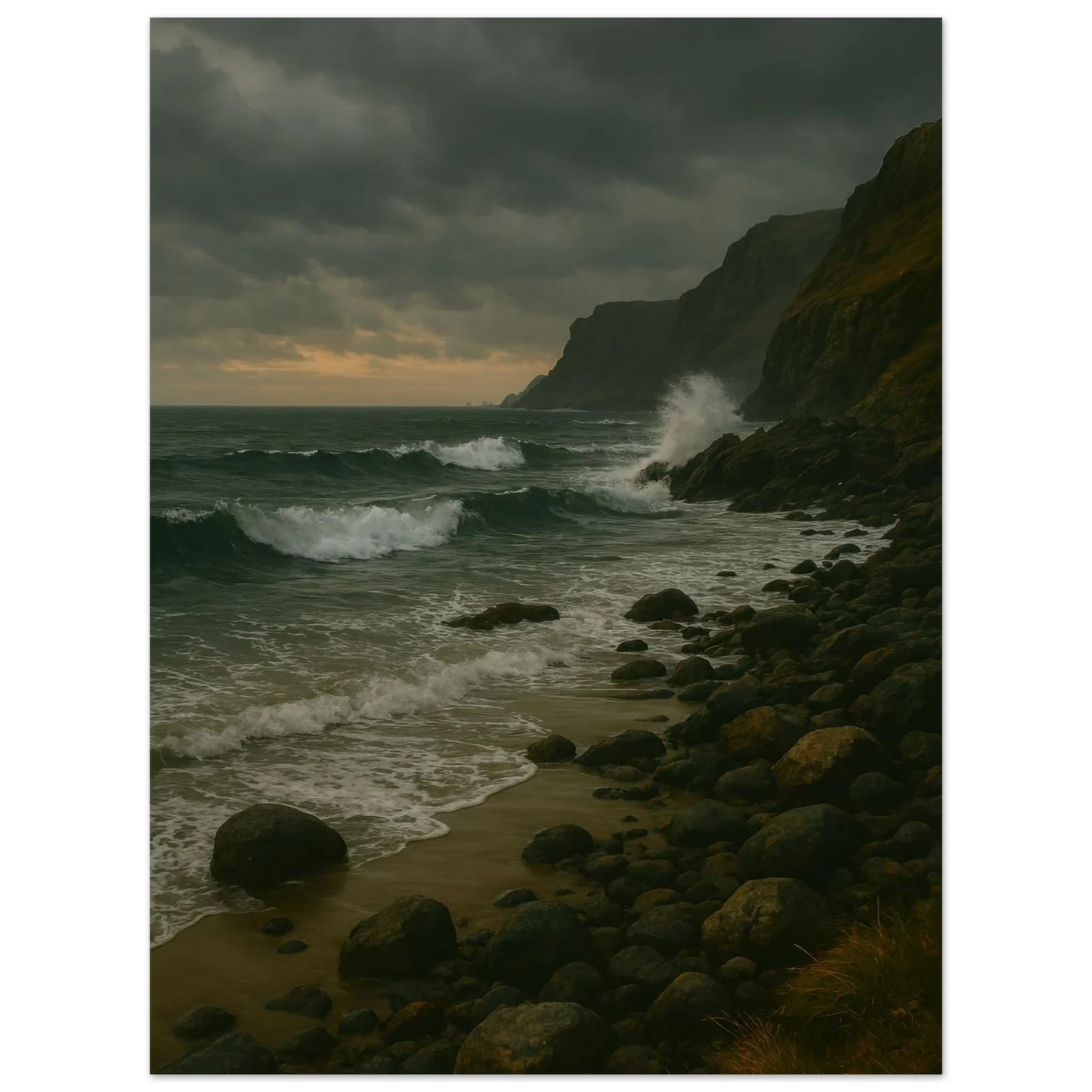 Dramatic Stormy Coastline Poster - "Porshe 911 GT3 Test" Art Print in Various Sizes