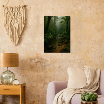 Misty Emerald Jungle River Poster - Premium Nature Wall Art