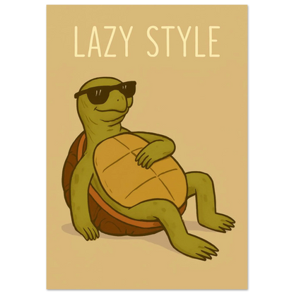 Lazy Style Chillin' Turtle Poster - Cool & Casual Wall Art in Various Sizes
