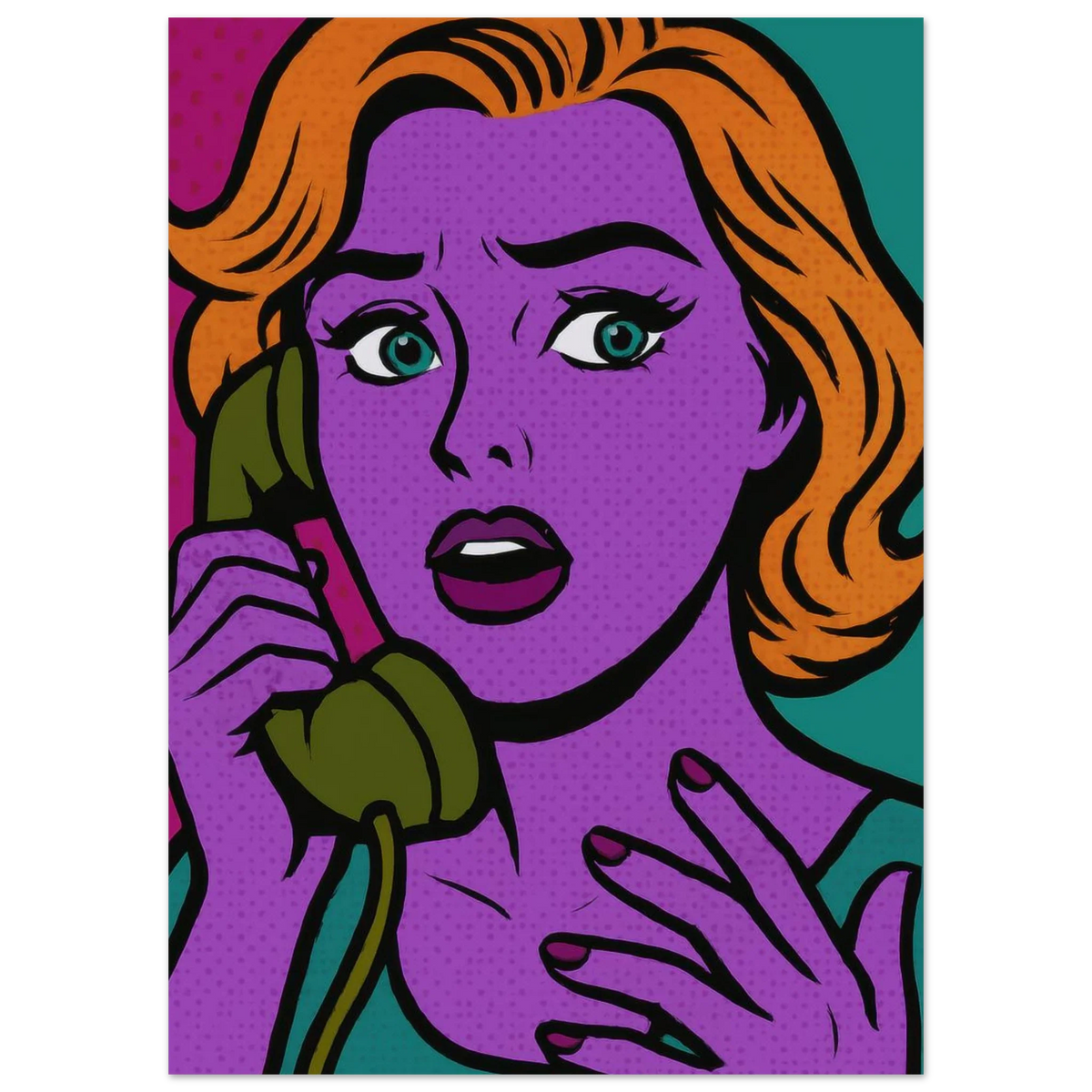 Pop Art Poster: Retro Glamour Wall Art in Vibrant Hues, Available in Various Sizes