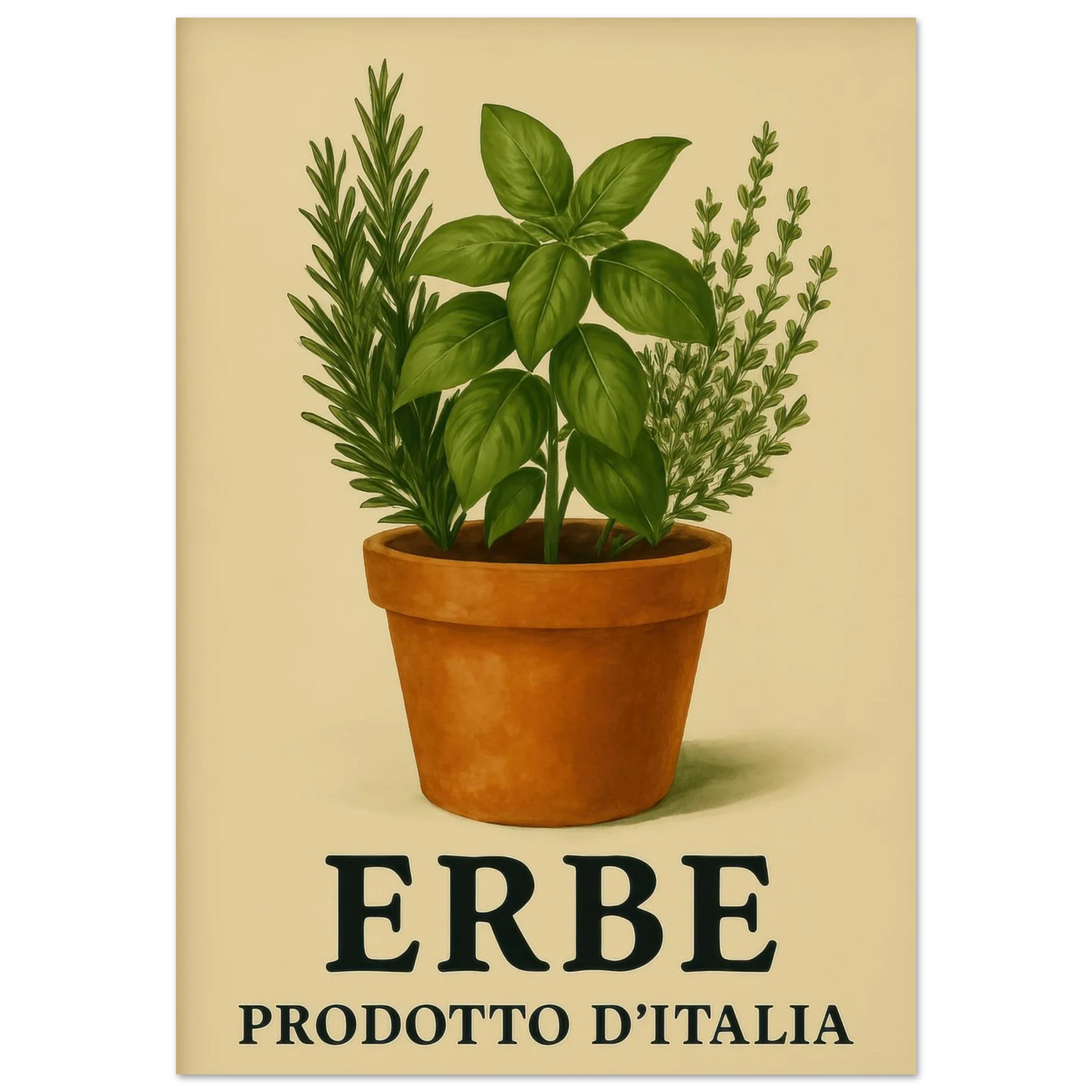 Erbe: Traditional Italian Herbs in Terracotta Pot Poster – Choose Your Perfect Size
