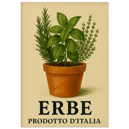 Erbe: Traditional Italian Herbs in Terracotta Pot Poster – Choose Your Perfect Size