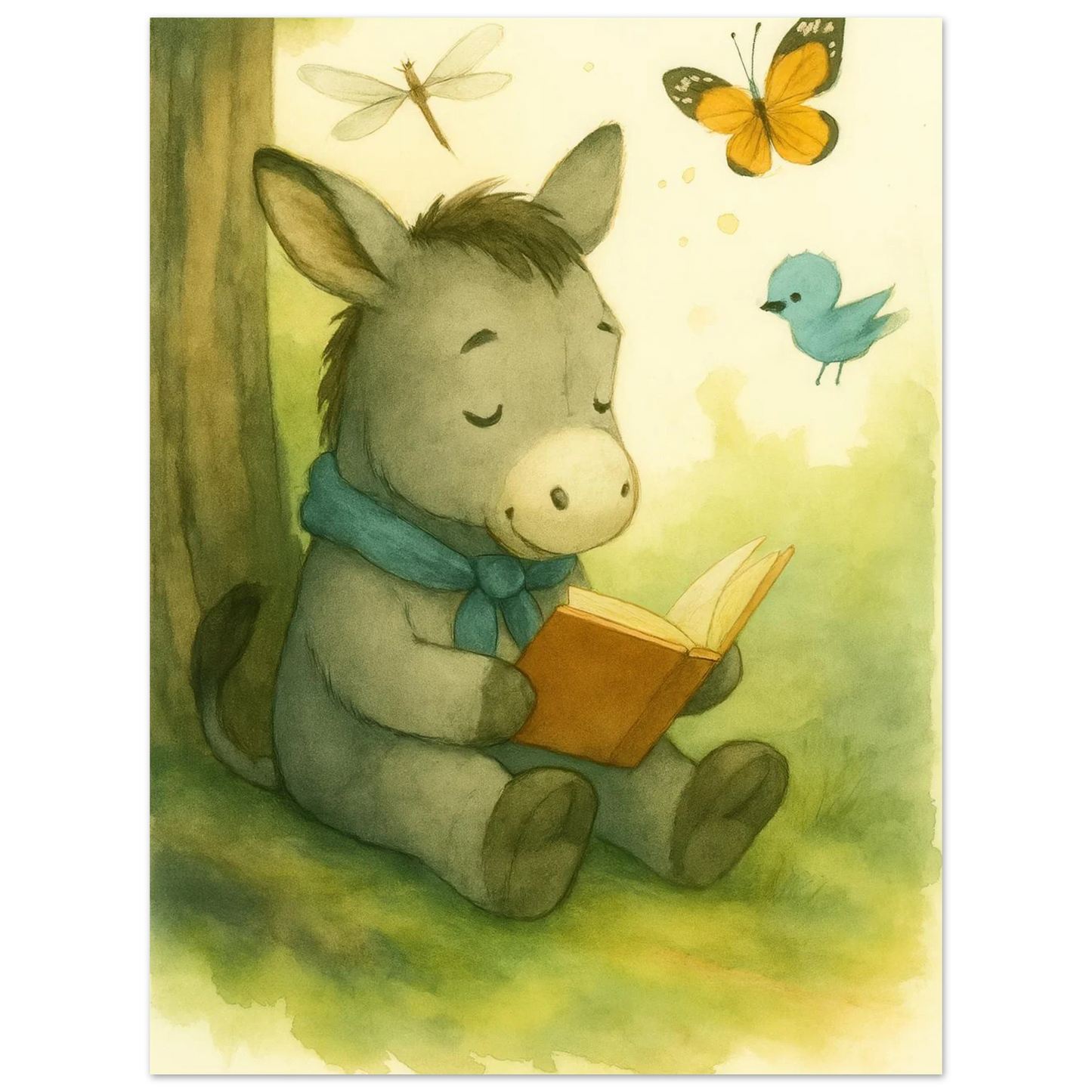 Little Donkey's Quiet Corner: Enchanting Storytime Art Print