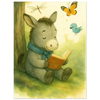 Little Donkey's Quiet Corner: Enchanting Storytime Art Print