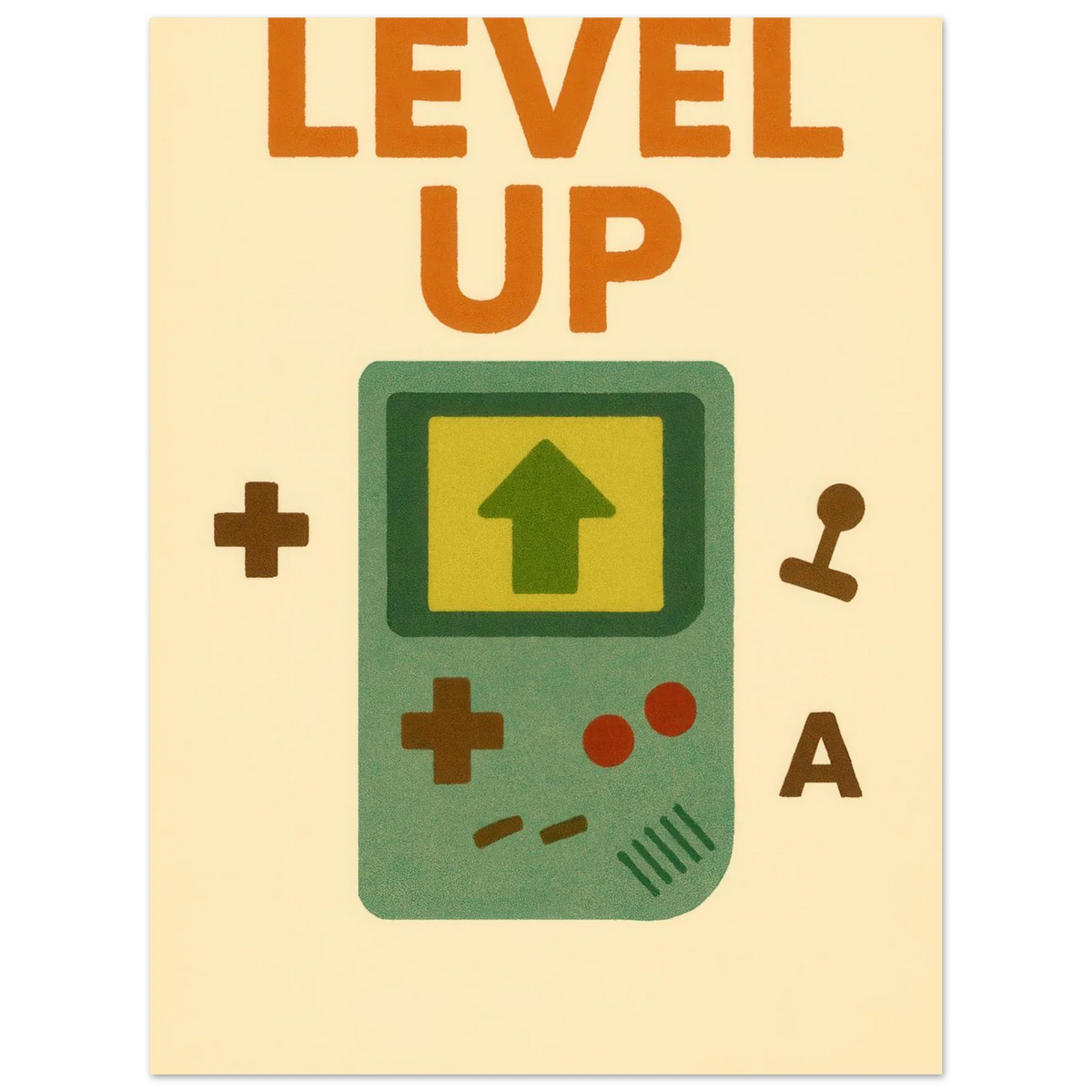 Level Up Retro Gaming Poster – Nostalgic Art Print for Gamers