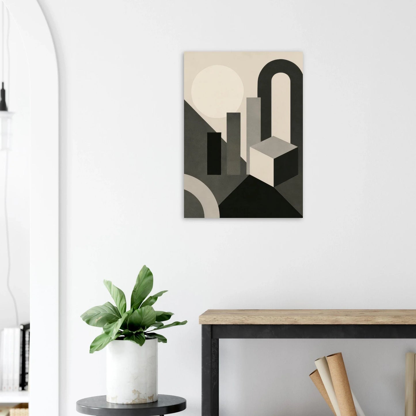 Abstract Geometric Poster - Modern Minimalist Wall Art in Monochrome Hues