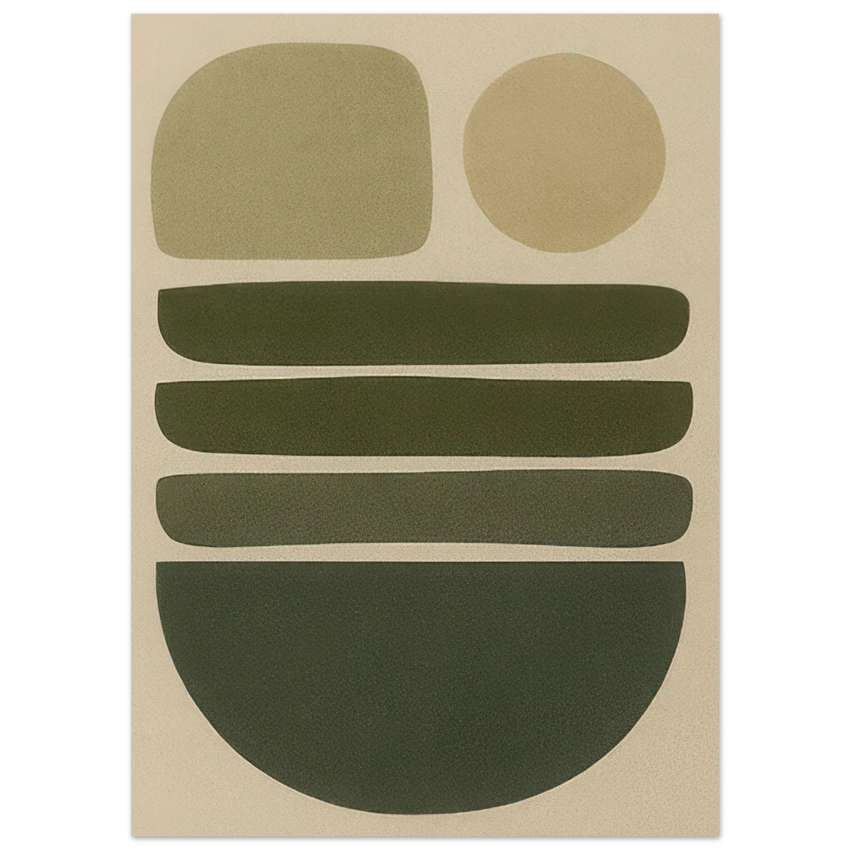 Abstrakt Minimalistisk Jordnära Konsttryck | Modern Väggkonst i Grågröna Toner