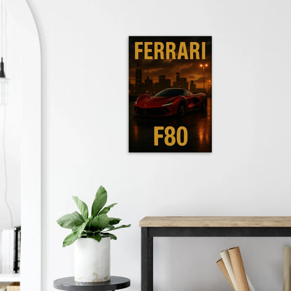 Ferrari F80 Supercar Sunset Drive Poster – Premium Matte Wall Art for Automotive Enthusiasts