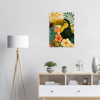 Tropisk Toucan Konsttryck - Djärva Djur & Blommor i Varma Toner