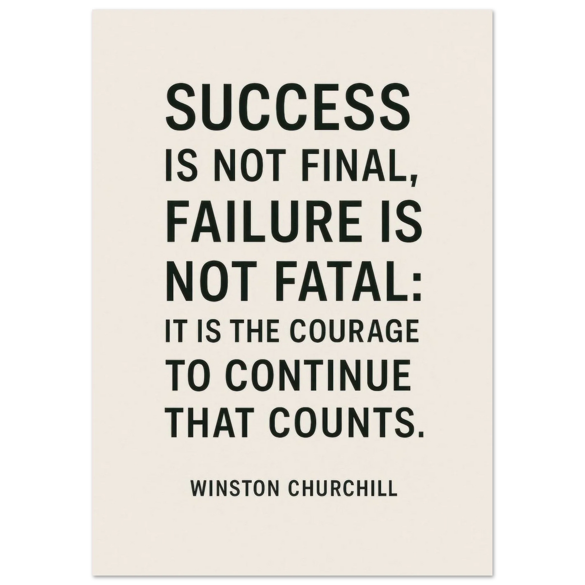 Winston Churchill 'Courage to Continue' Motivational Quote Poster in various sizes