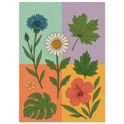 Frukter Botanisk Konsttryck – Levande Blommor och Blad på Premium Papper, Välj Din Storlek
