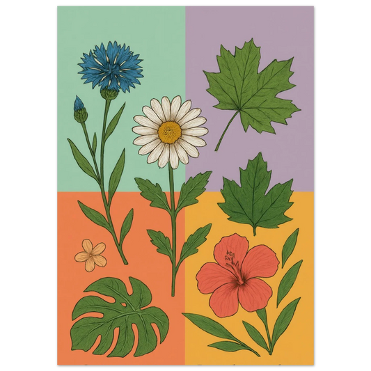 Frukter Botanisk Konsttryck – Levande Blommor och Blad på Premium Papper, Välj Din Storlek