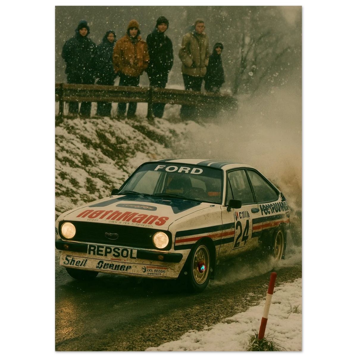 Bilar: Episk Rallyaction – Klassisk Vintage Bilkonst i Flera Storlekar