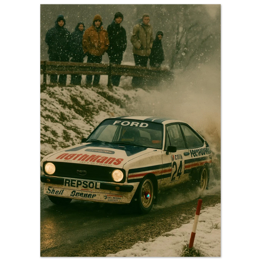 Bilar: Episk Rallyaction – Klassisk Vintage Bilkonst i Flera Storlekar