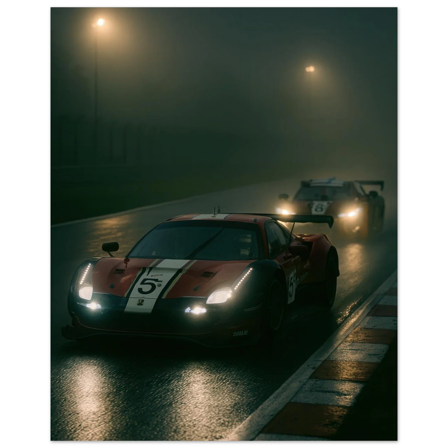 Bilar i Dimma: Dynamisk MotorSport Poster för Entusiasten