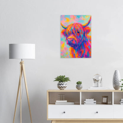 Djur: Vibrant Pop Art Highland Cow Print – Colorful Abstract Animal Wall Art for Modern Homes