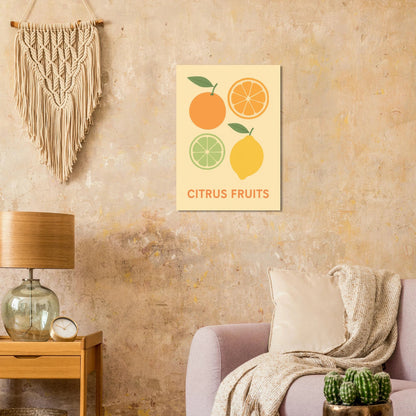 Retro Citrus Fruits Art Print – Zesty Kitchen Decor Poster in Your Choice of Size