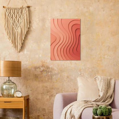 Abstrakt Vågmönster Poster: Minimalistisk Konst i Varme Aprikostoner – Välj Din Perfekta Storlek