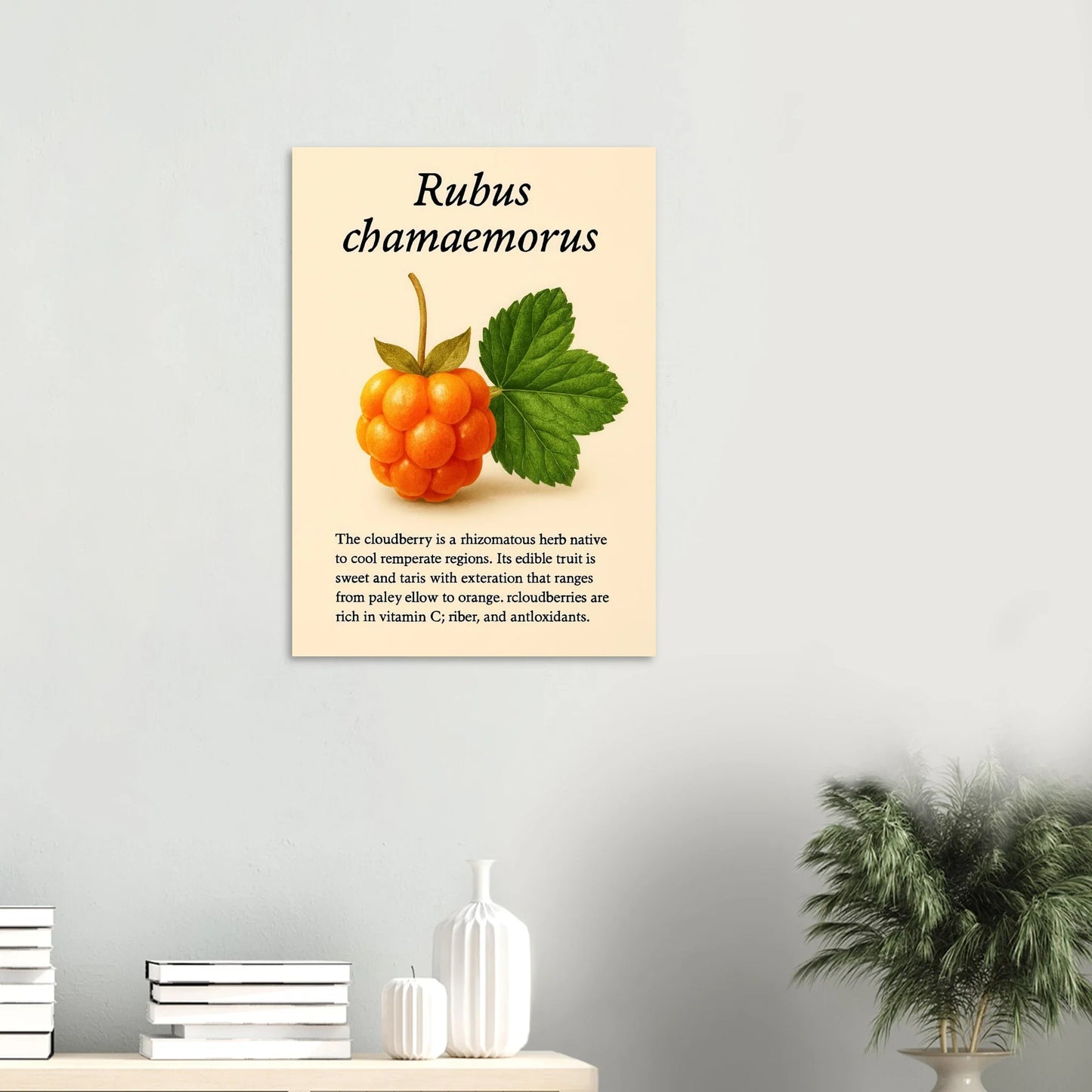 Rubus Chamaemorus Cloudberry Botanical Print - Vibrant Orange Fruit Wall Art Poster in Multiple Sizes