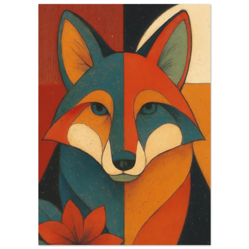 Djur: Vibrant Cubist Fox Art Print – Modern Nordic Elegance for Your Home