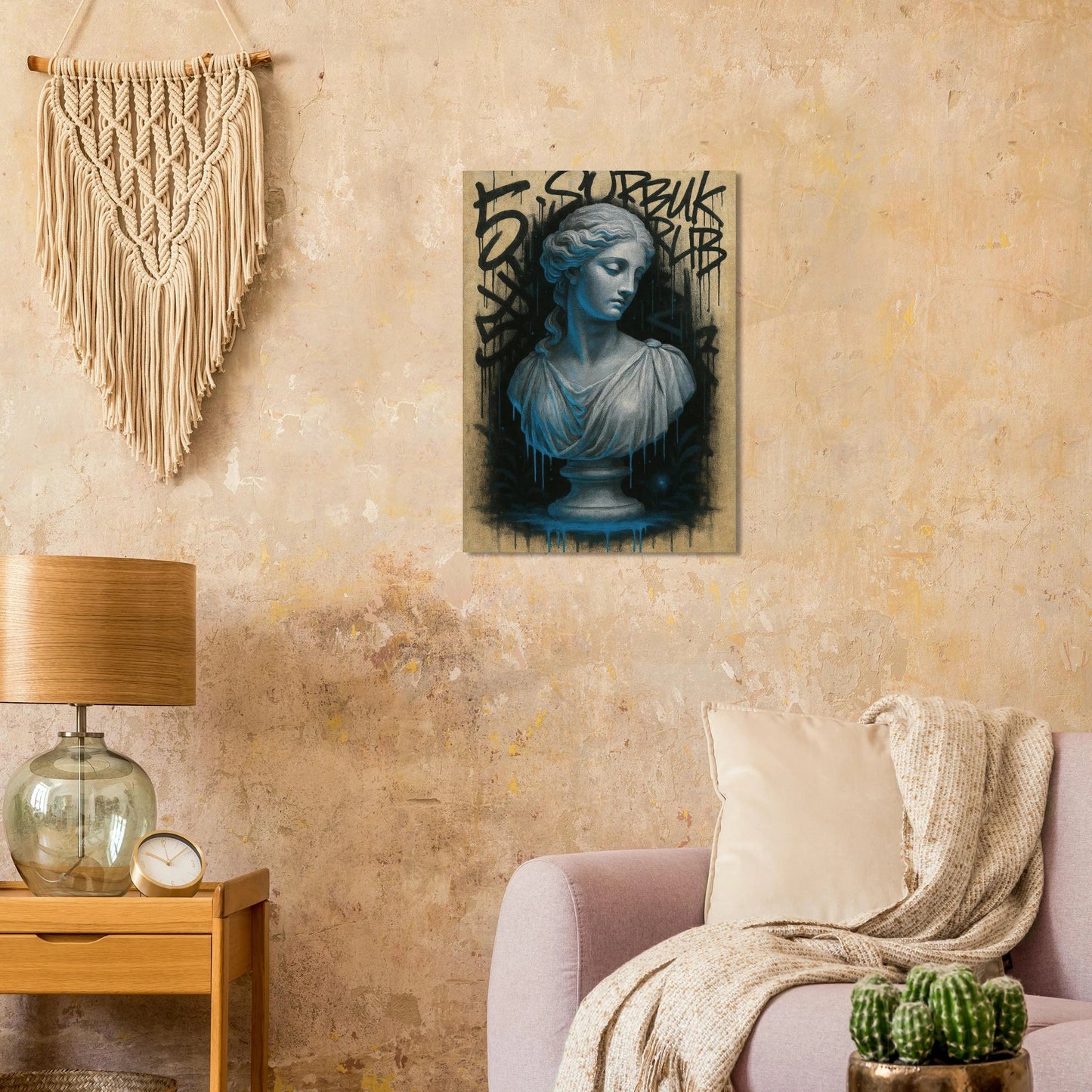 Neon Drip Graffiti Bust Poster - Modern Classic Wall Art in Various Sizes