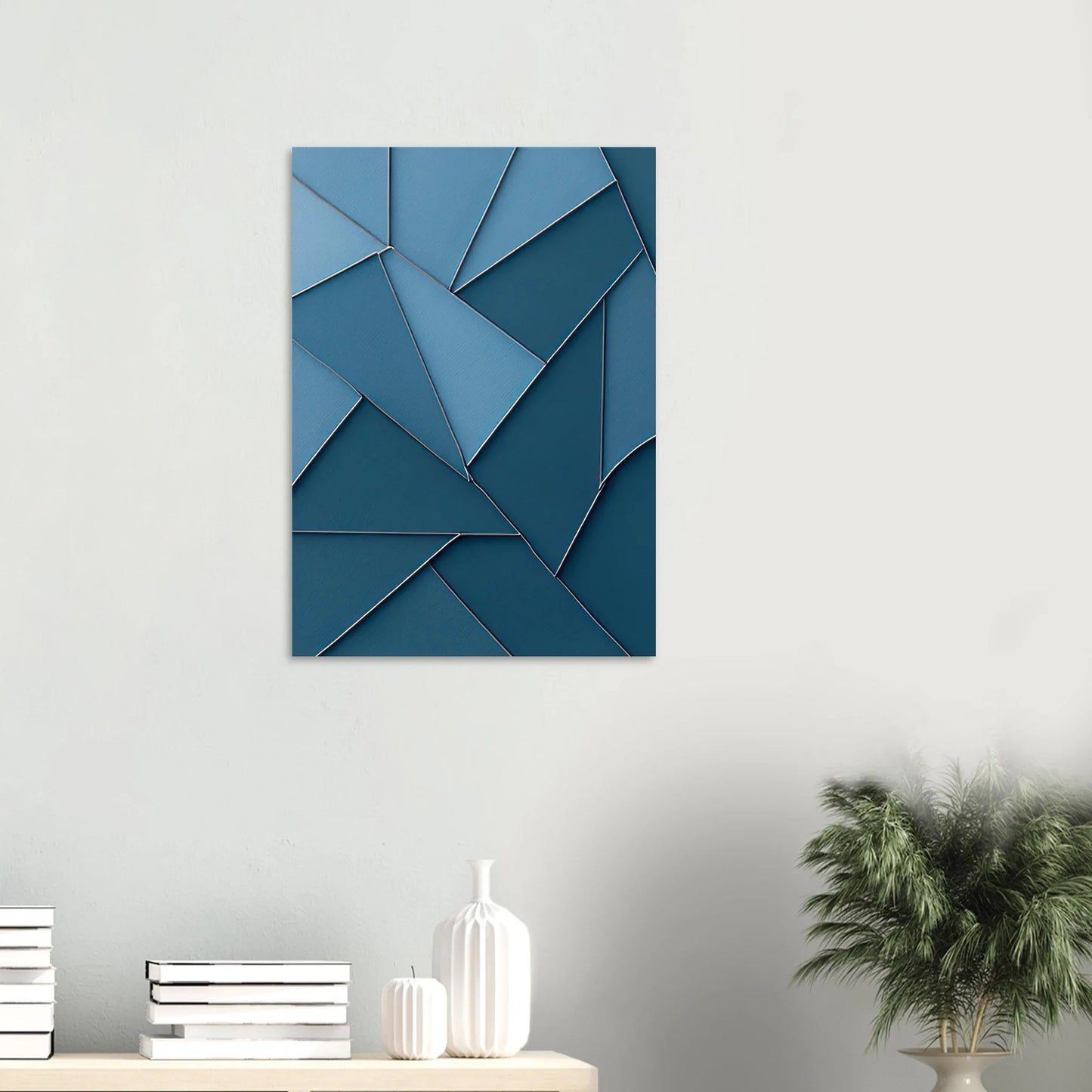 Minimalist Blue Geometric Abstract Art Print – Modern Wall Decor in Various Sizes