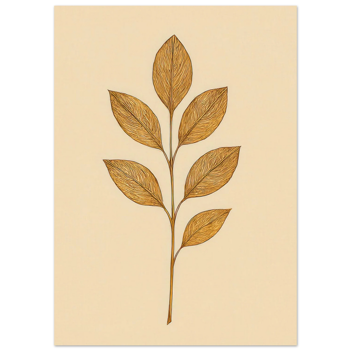 Frukter Golden Leaf Art Print - Minimalistisk Botanisk Väggkonst i Olika Storlekar