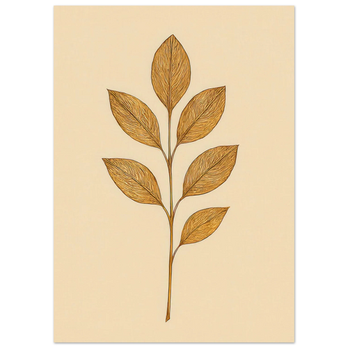 Frukter Golden Leaf Art Print - Minimalistisk Botanisk Väggkonst i Olika Storlekar