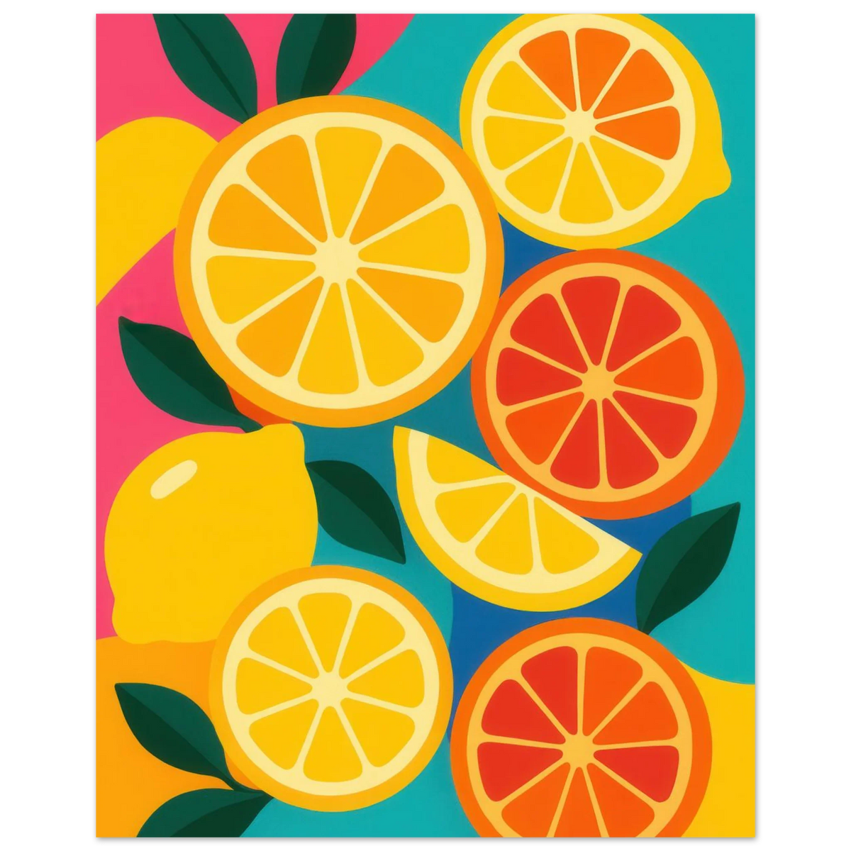 Frukter: Vibrant Citrus Pop Art Print for a Zesty Home Refresh