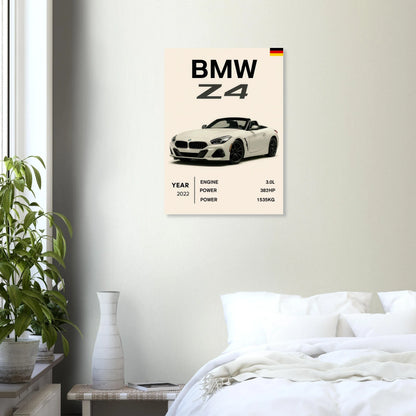 BMW Z4 2022 Sportbil Poster – Minimalistisk Design för Bilentusiasten