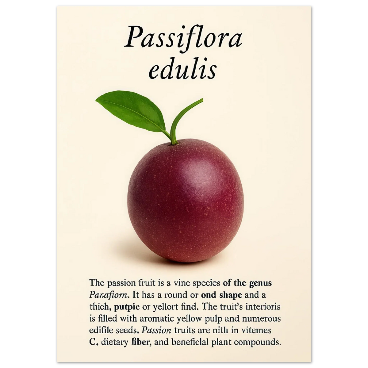 Passiflora Edulis Art Print – Vibrant Passion Fruit Botanical Poster