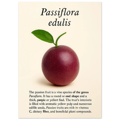 Passiflora Edulis Art Print – Vibrant Passion Fruit Botanical Poster