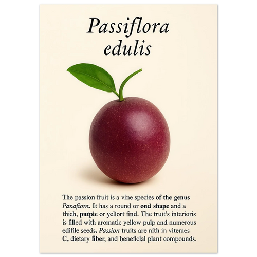Passiflora Edulis Art Print – Vibrant Passion Fruit Botanical Poster