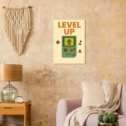 Level Up Retro Gaming Poster – Nostalgic Art Print for Gamers