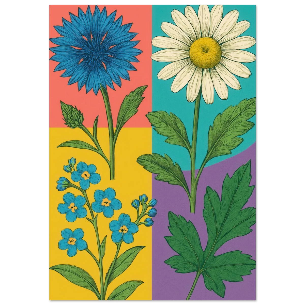 Frukter Botanisk Konsttryck - Livfulla Blomster på Halvblankt Premiumpapper i Flera Storlekar