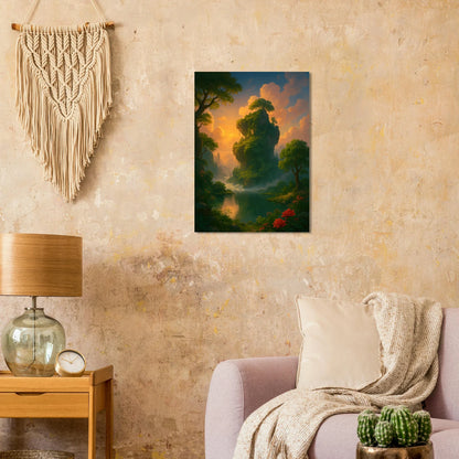 Mystical Sunset Isle: Vibrant Landscape Premium Art Poster