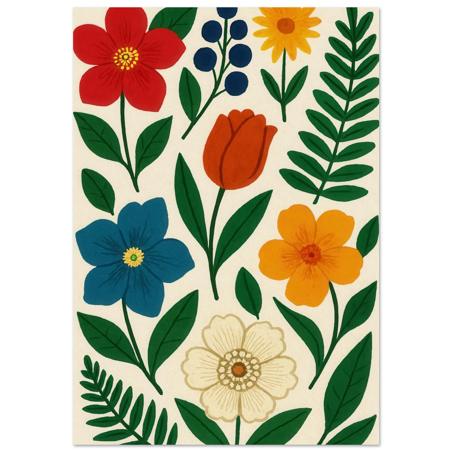 Frukter Botanisk Konsttryck – Levande Frukt- och Blomstertavla för Ditt Hem