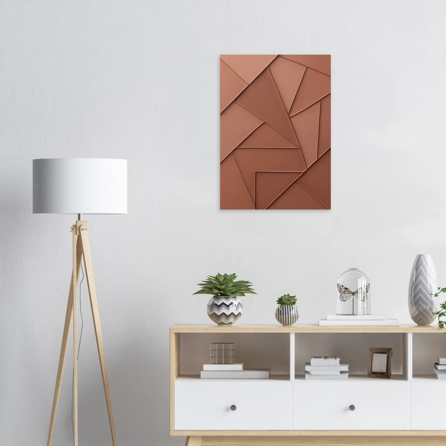 Minimalistisk Abstrakt Konsttryck – Koppartoner & Geometriska Former för Modern Inredning