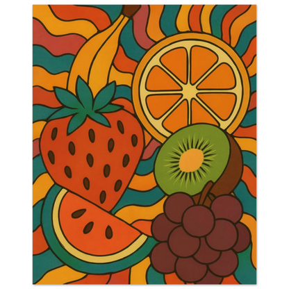 Frukter – Retro Fruity Swirls Art Print for a Pop of Vibrant Color